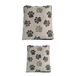 Ležaj za psa 3 Bež, četvrtasti, s uzorkom šapa 2